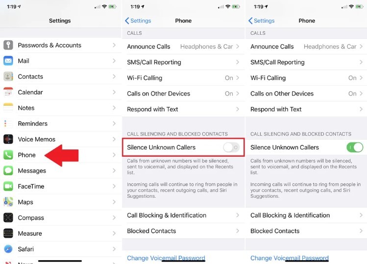 Fitur Silence Unknown Caller iOS 13 (PCMag)